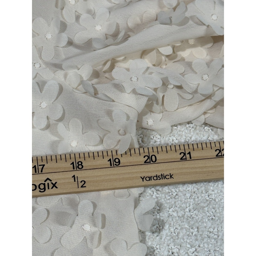 Adrianna Papell 3D White Floral Blouse Medium Cottagecore Fairy Festival Fall - Picture 6 of 8
